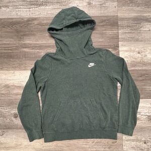 Nike Sportswear Women's Dark Green Funnel Neck Club Fleece Sweatshirt Hoodie S